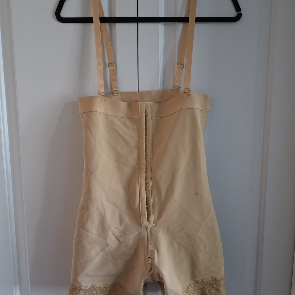 High-Waist Beige Shaping Bodysuit with Adjustable Straps